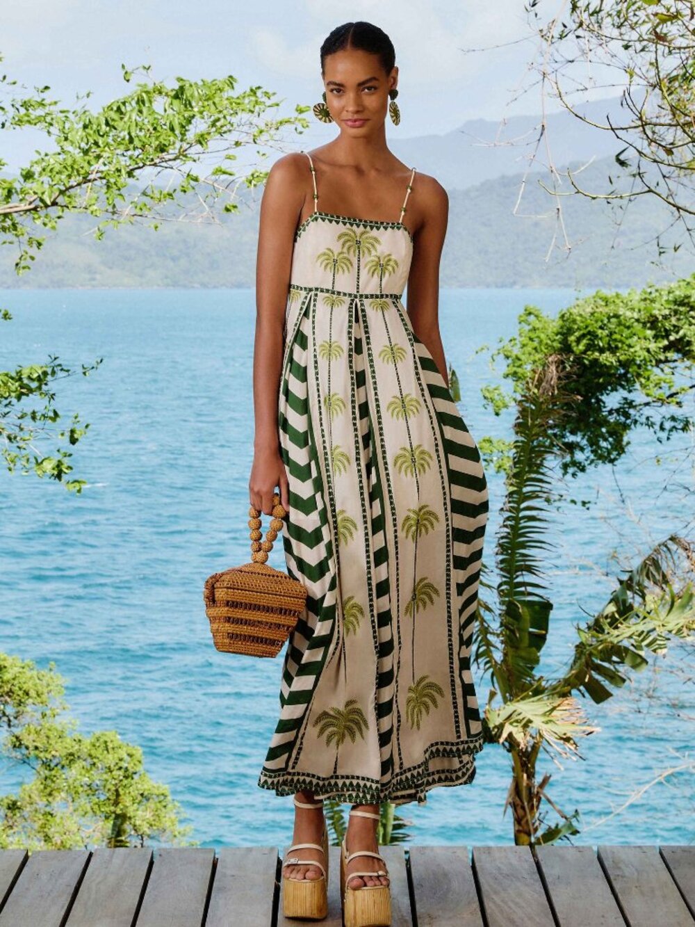 Farm Rio Off-White Milani Cocopalm Maxi Dress